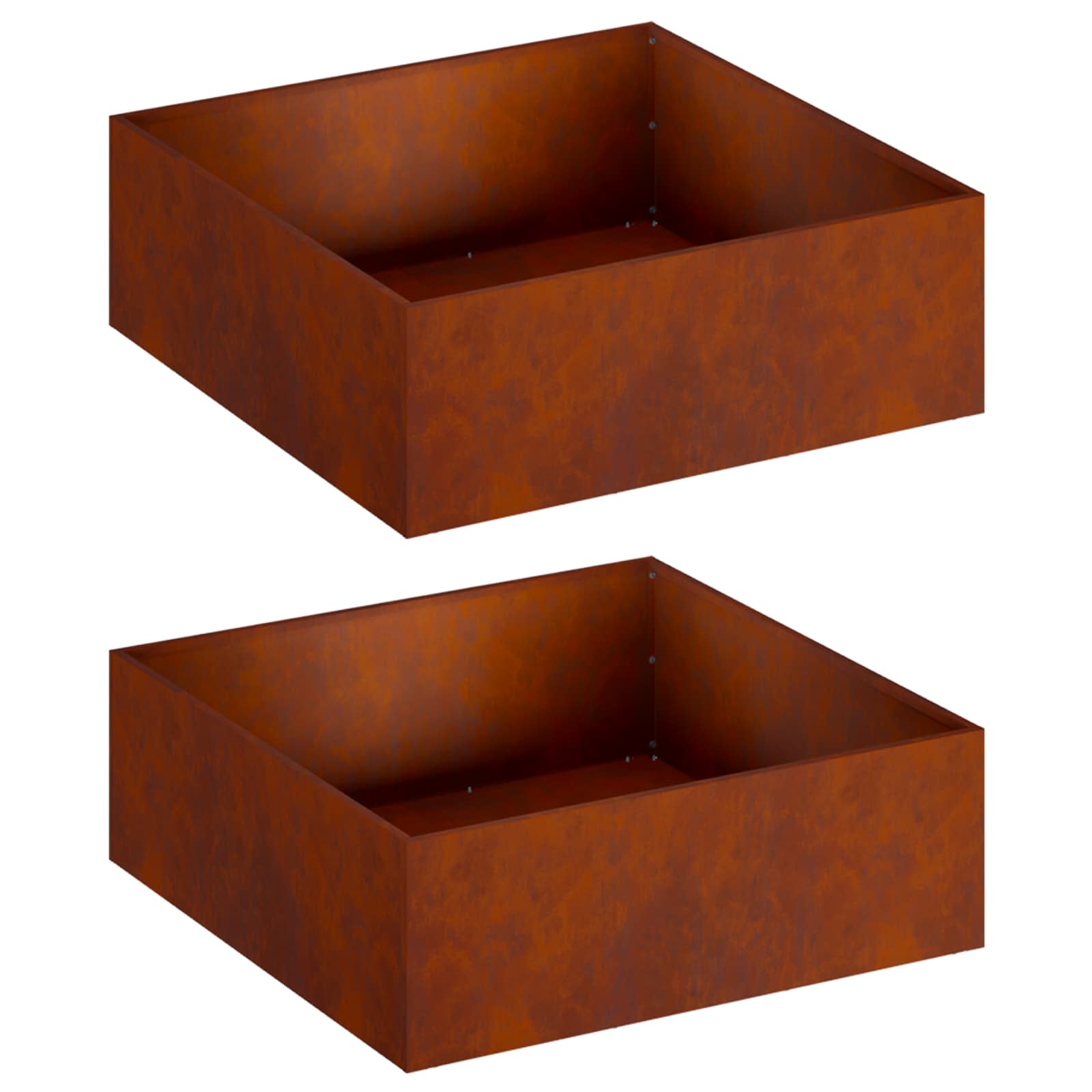 vidaXL Garden Planter 2 pcs Rusty 40 x 40 x 20 cm Weathering Steel 2