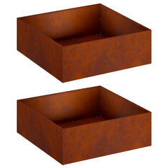 vidaXL Garden Planter 2 pcs Rusty 40 x 40 x 20 cm Weathering Steel 2