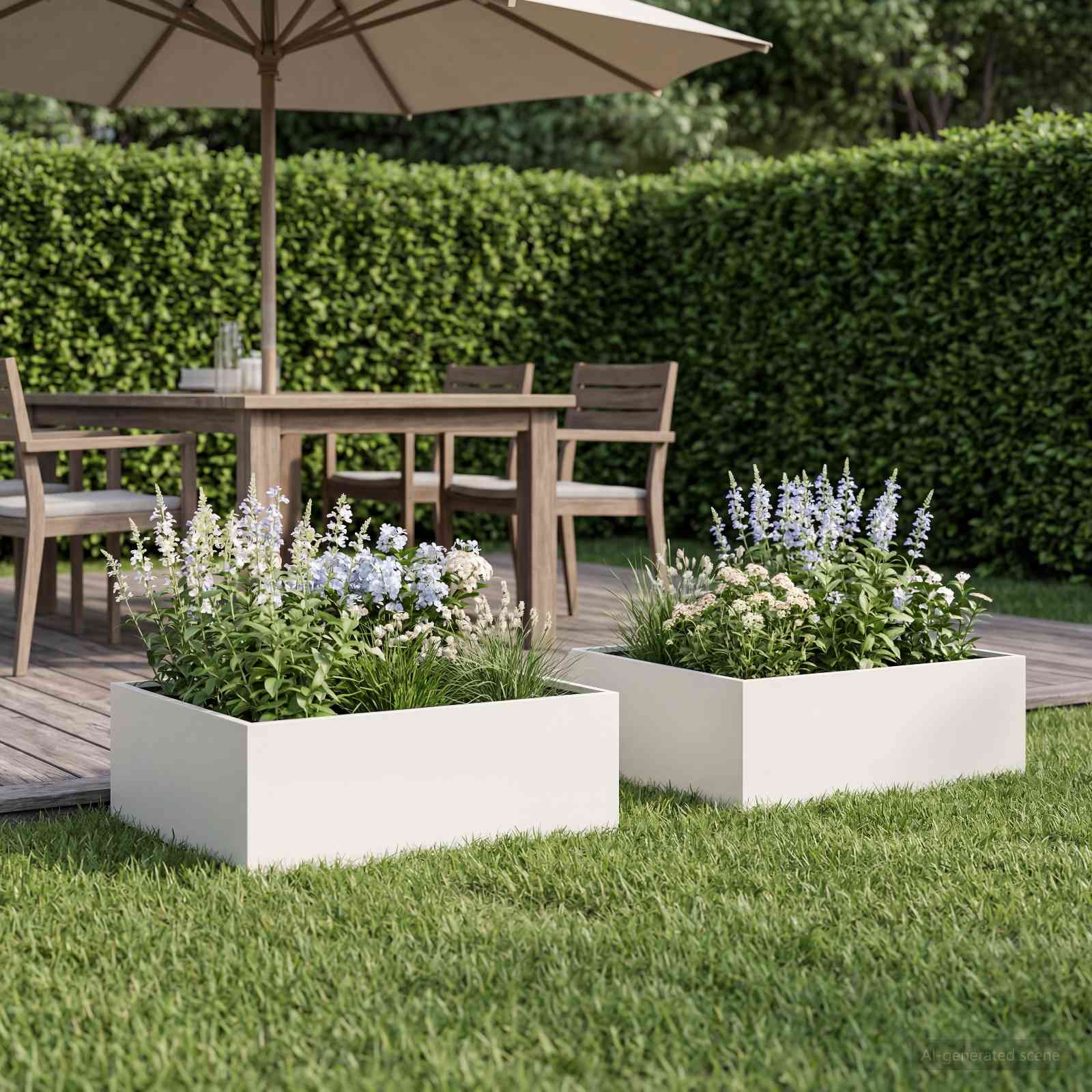vidaXL Garden Planter 2 pcs White 60 x 60 x 20 cm Cold-rolled Steel 1