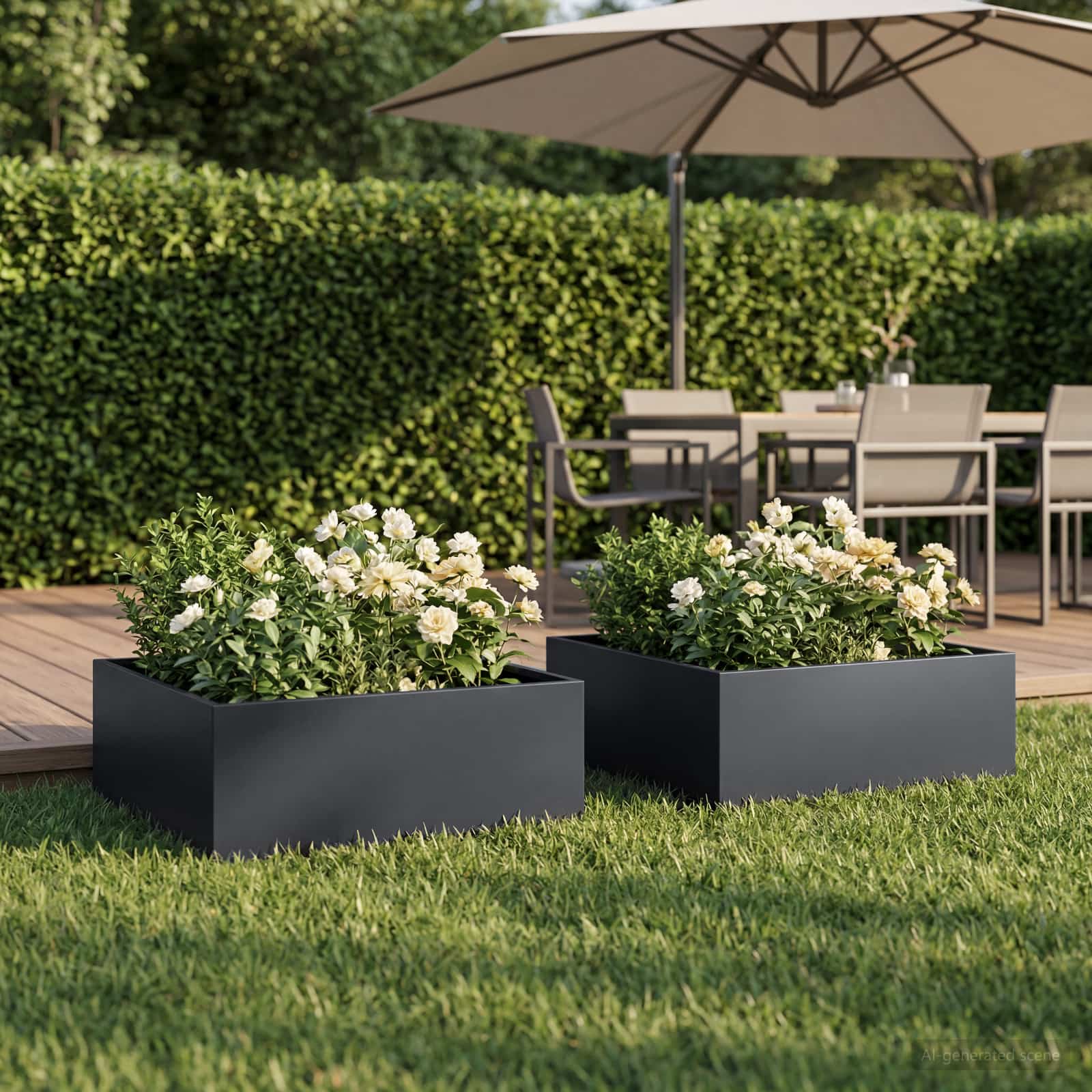 vidaXL Garden Planter 2 pcs Anthracite 60 x 60 x 20 cm 1