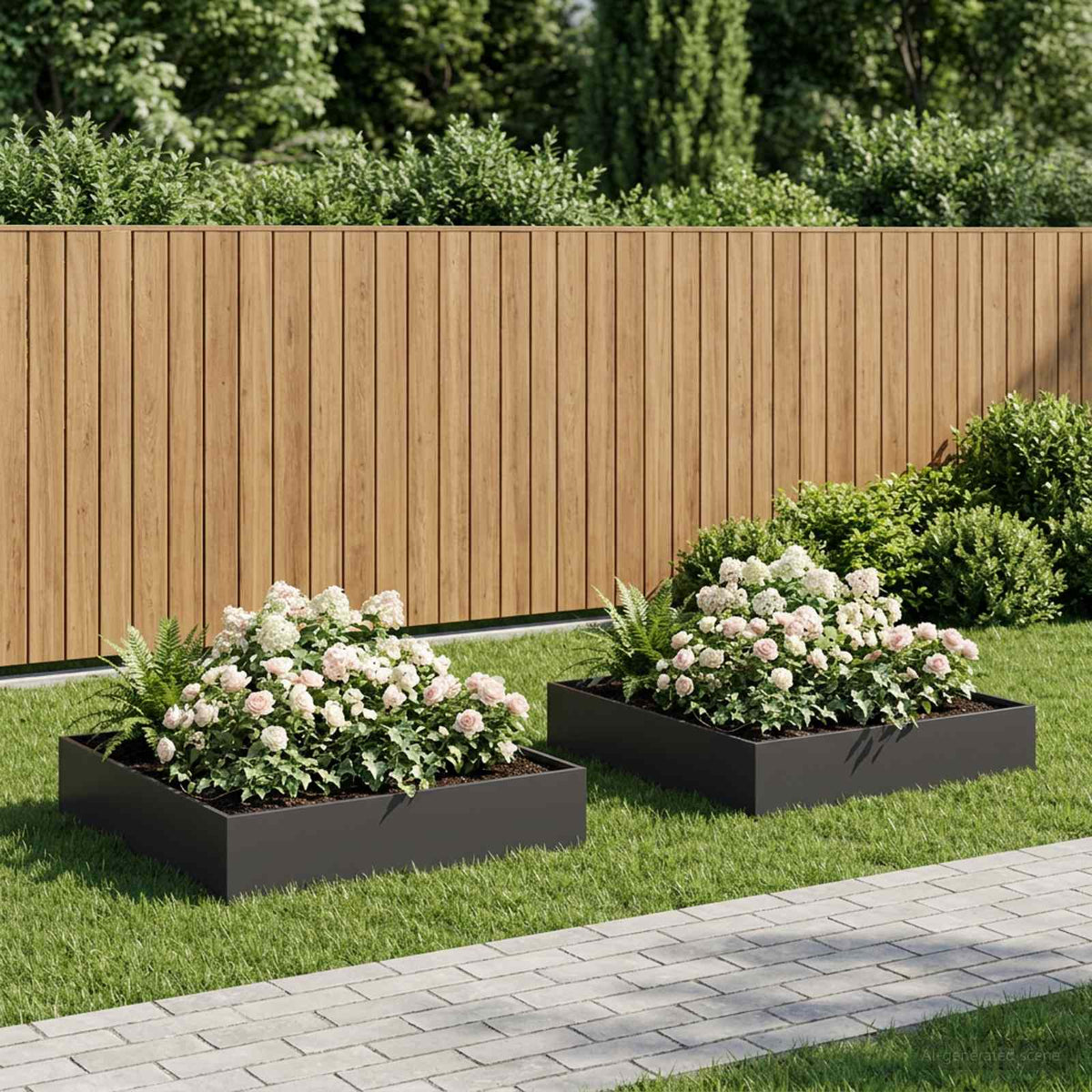 Garden Planter Cold-rolled Steel 2 pcs Black Depth 80 cm 20 cm