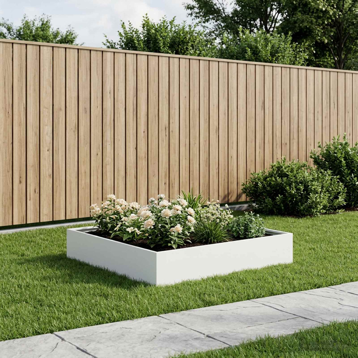 vidaXL Garden Planter Cold-rolled Steel White Height 20 cm