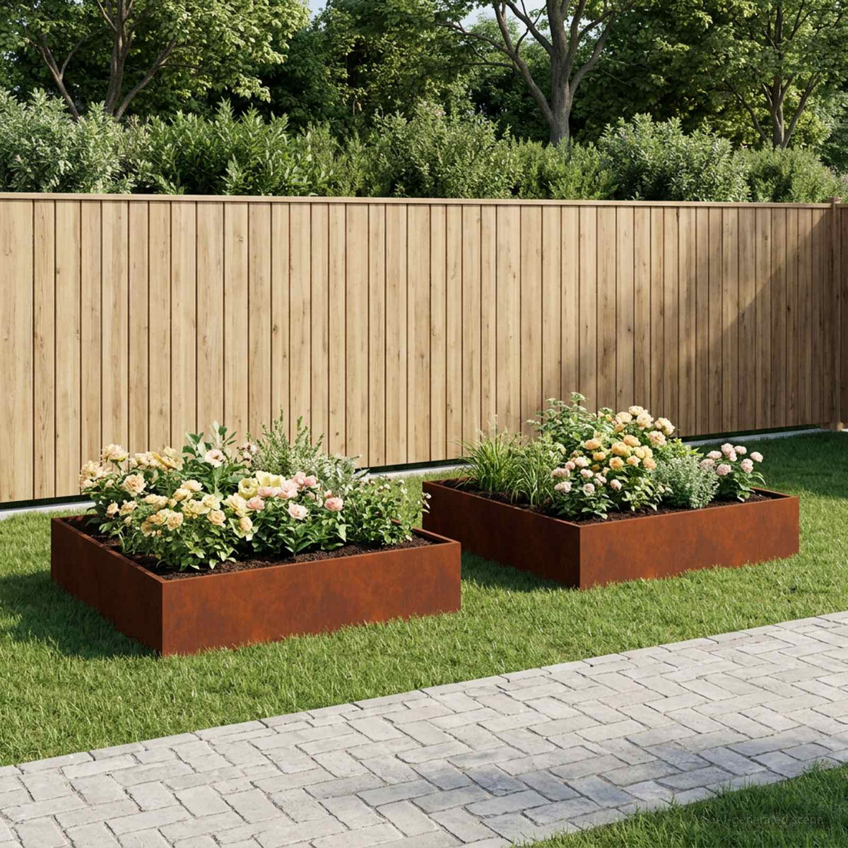 Garden Planter Rusty Weathering Steel Depth
