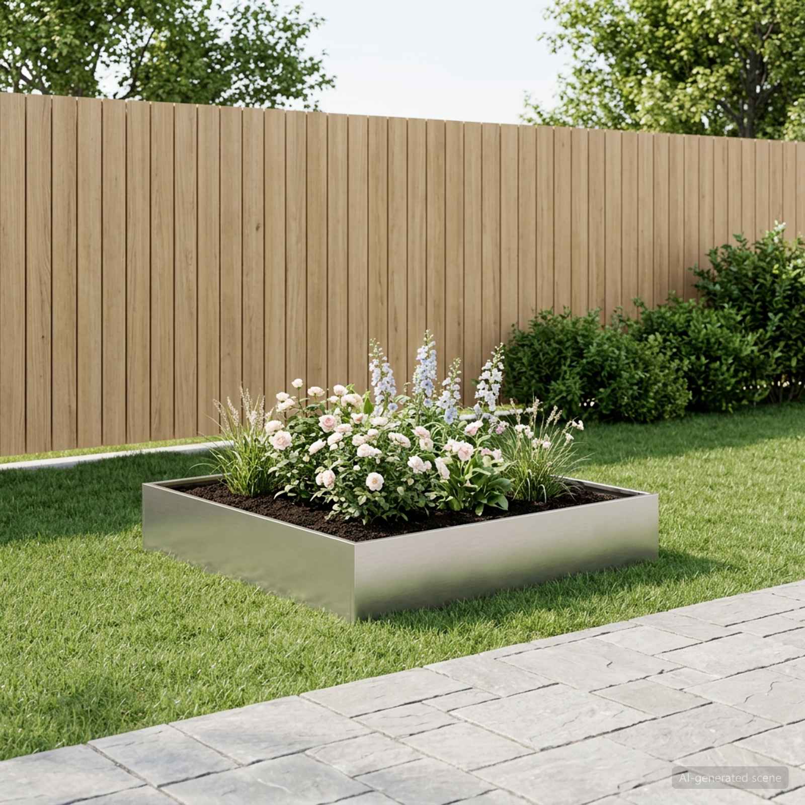 vidaXL Garden Planter Silver 100 x 100 x 20 cm Galvanised Steel 1