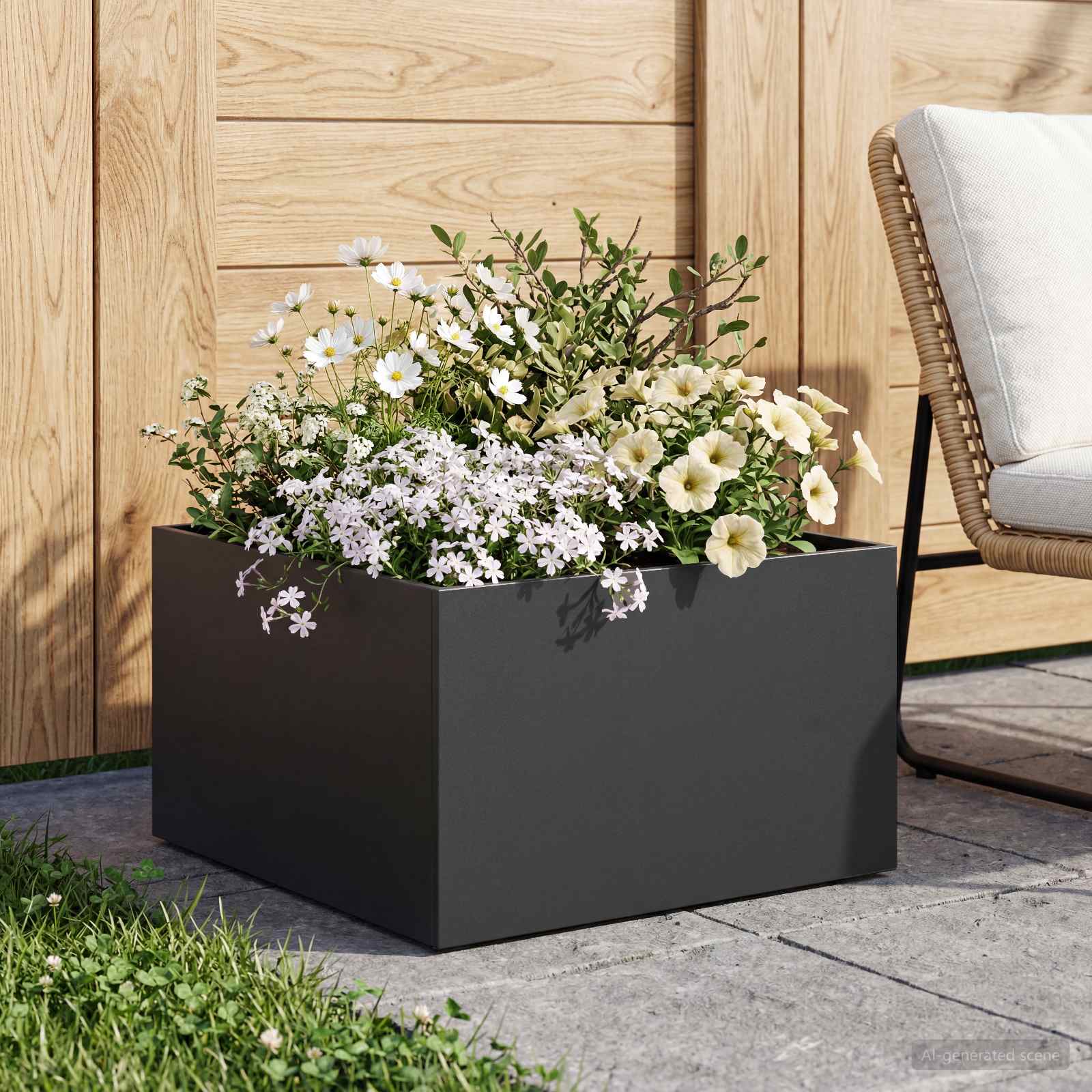vidaXL Garden Planter Black 40 x 40 x 30 cm Cold-rolled Steel 1