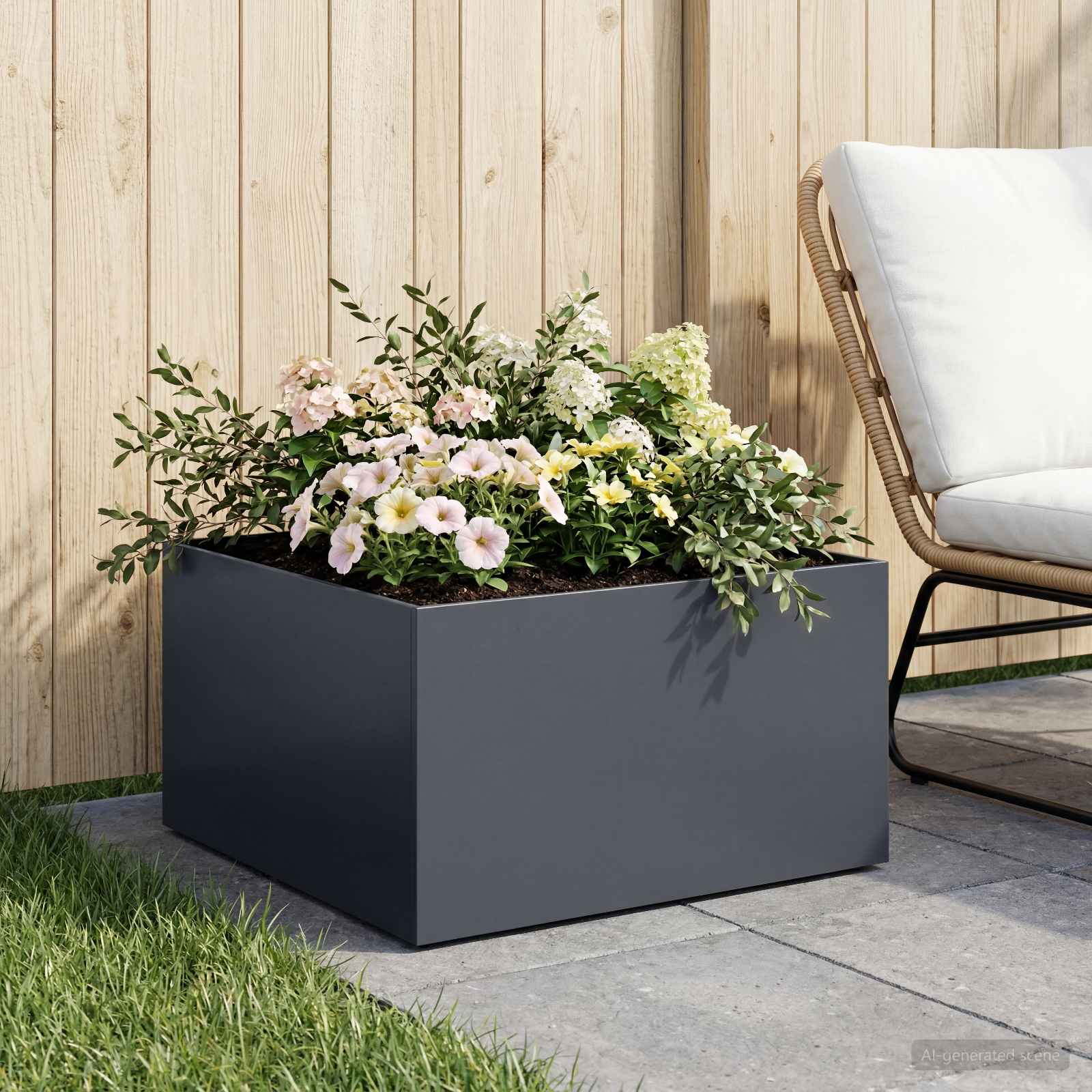 vidaXL Garden Planter Anthracite 40 x 40 x 30 cm Cold-rolled Steel 1