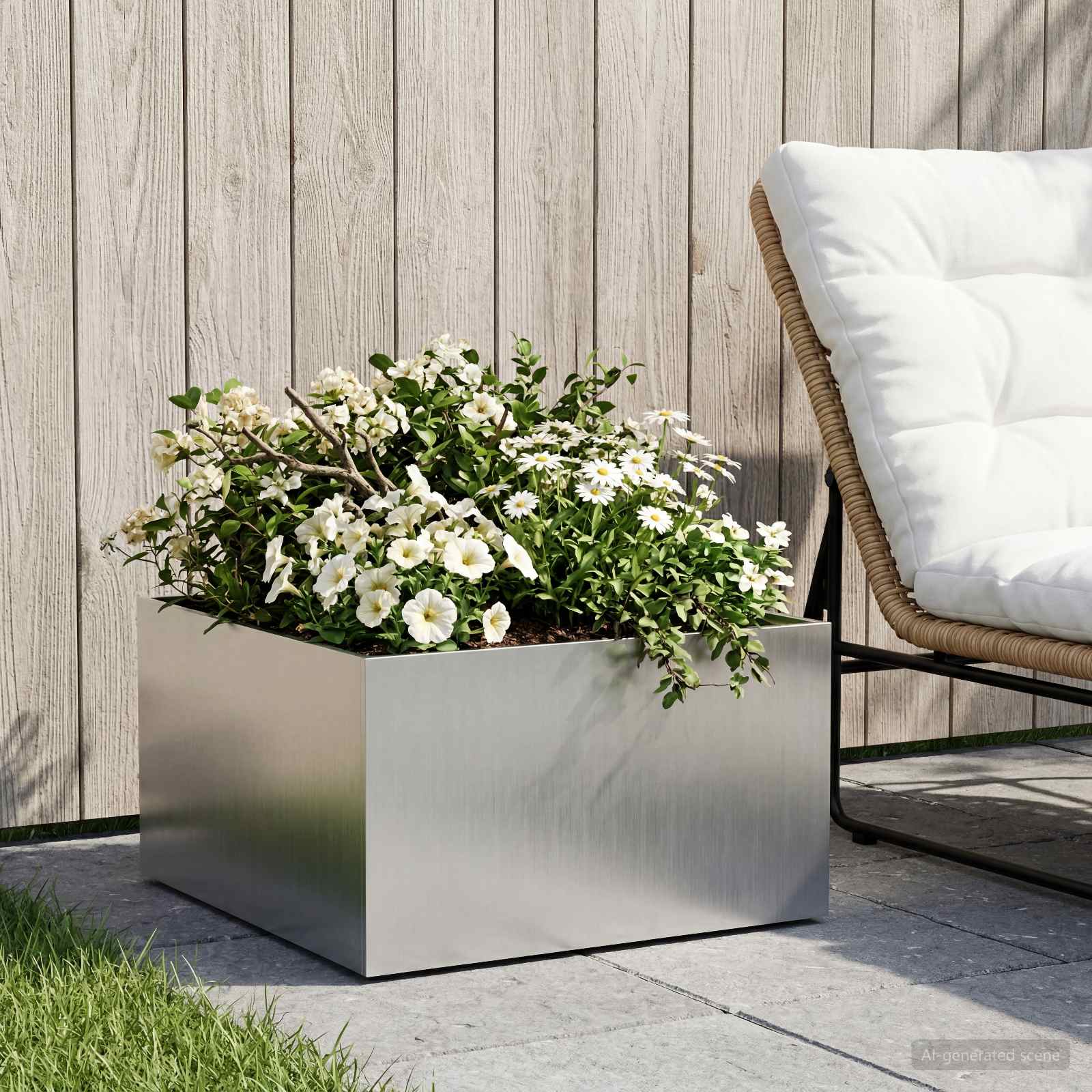 vidaXL Garden Planter Silver 40 x 40 x 30 cm Stainless Steel 1