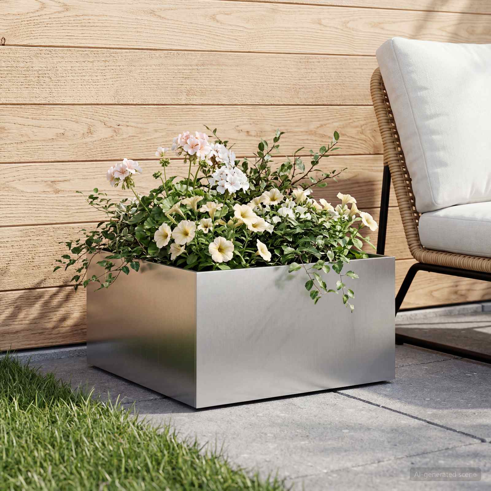 vidaXL Garden Planter Silver 40 x 40 x 30 cm Galvanised Steel 1