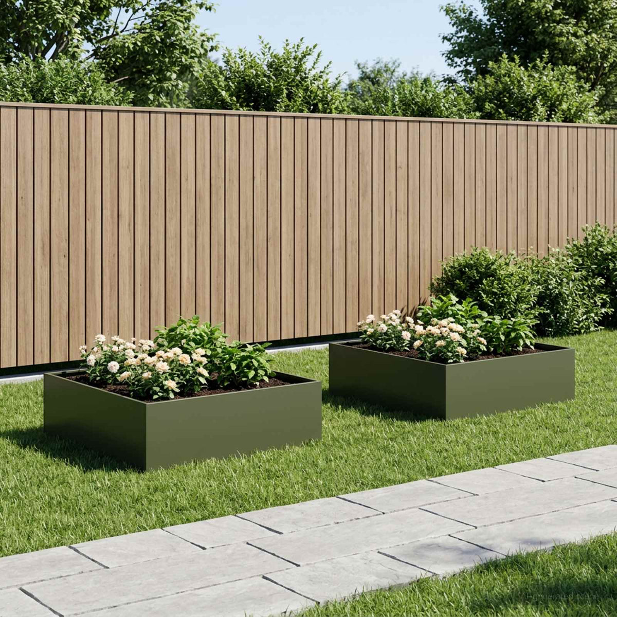 Garden Planter 2 pcs Olive Green Depth 80 cm 30 cm