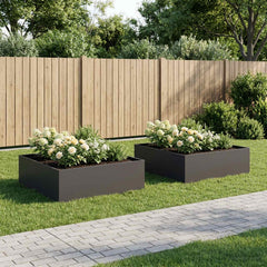 Garden Planter Cold-rolled Steel 2 pcs Black Depth 100 cm 30 cm