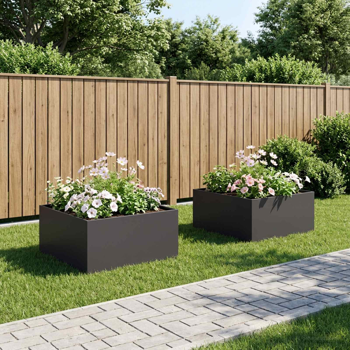 Garden Planter Cold-rolled Steel 2 pcs Black Depth 60 cm 40 cm