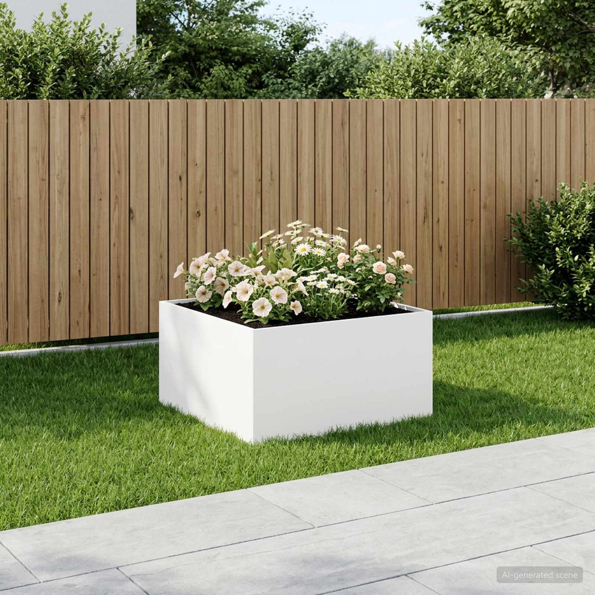 vidaXL Garden Planter Cold-rolled Steel White Height 40 cm