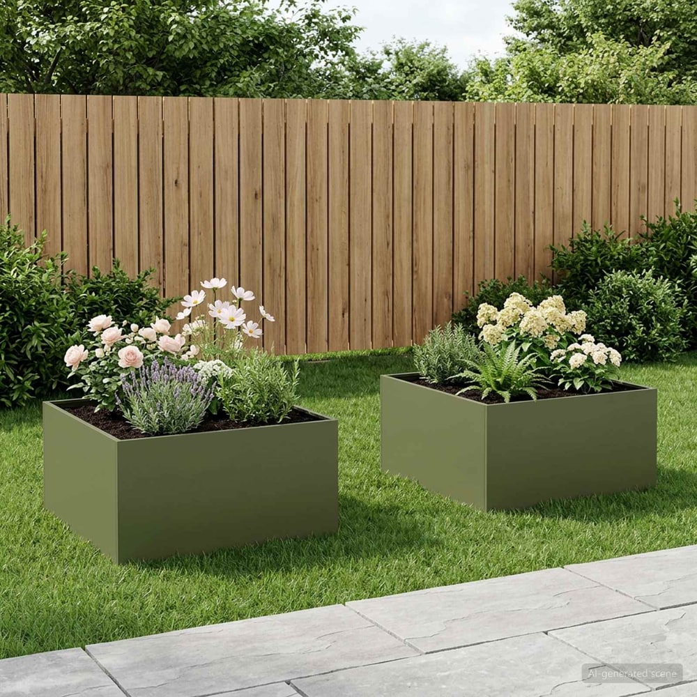 Garden Planter 2 pcs Olive Green Depth 60 cm 40 cm