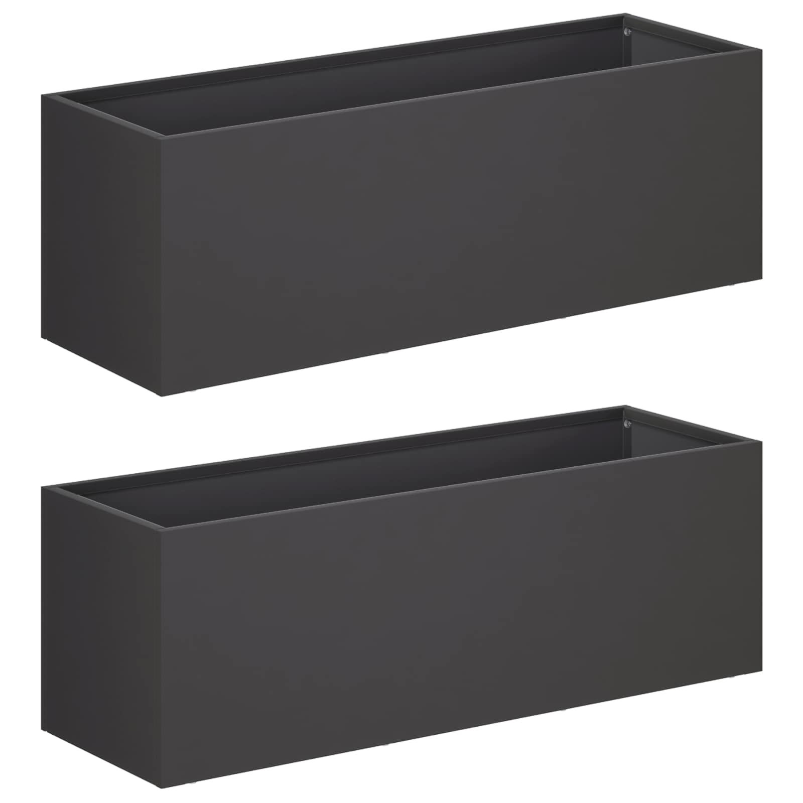 vidaXL Garden Planter 2 pcs Black 40 x 20 x 20 cm Cold-rolled Steel 2