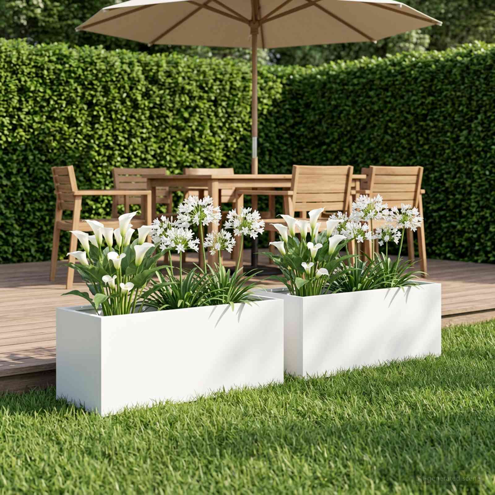 vidaXL Garden Planter 2 pcs White 40 x 20 x 20 cm Cold-rolled Steel 1
