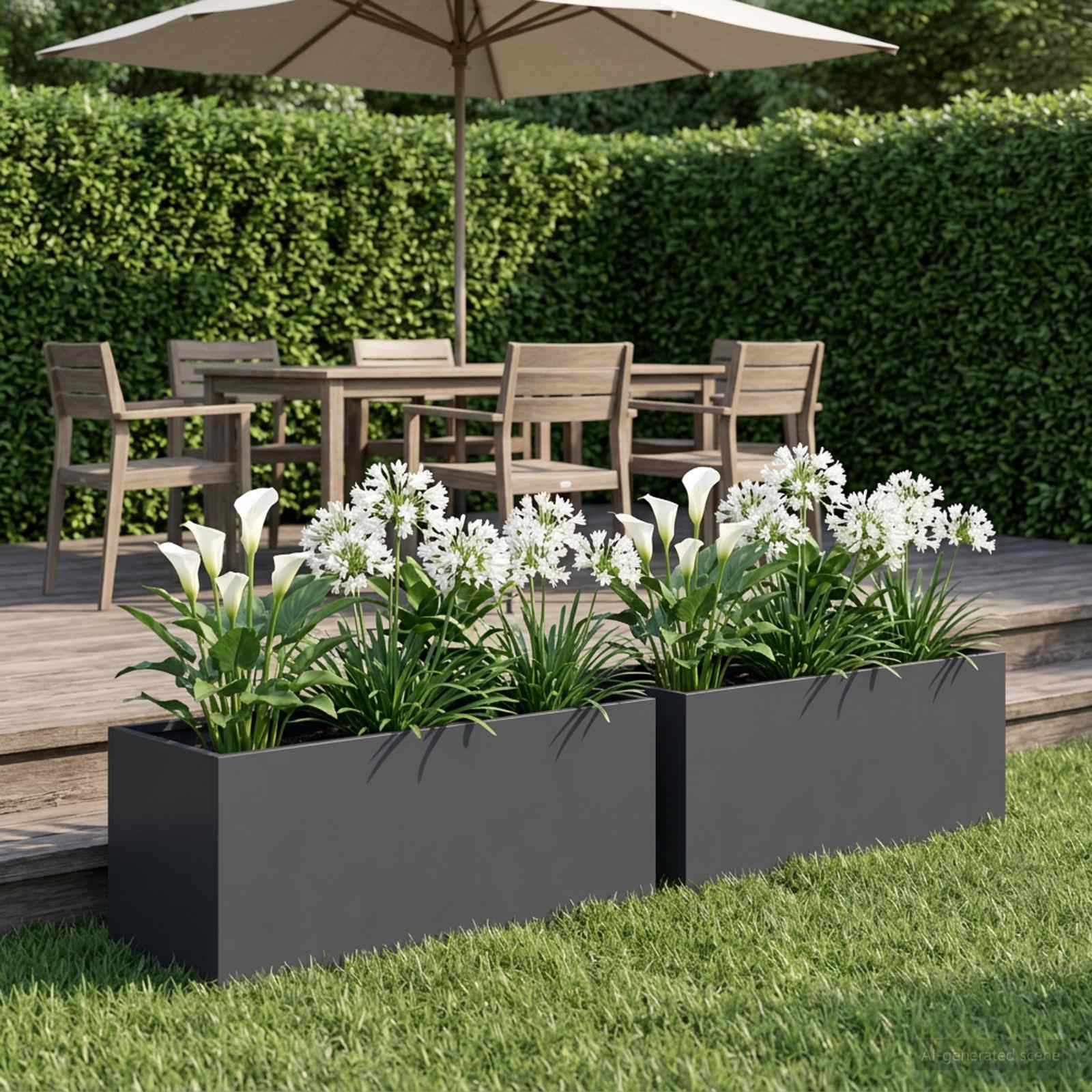 vidaXL Garden Planter 2 pcs Anthracite 40 x 20 x 20 cm 1