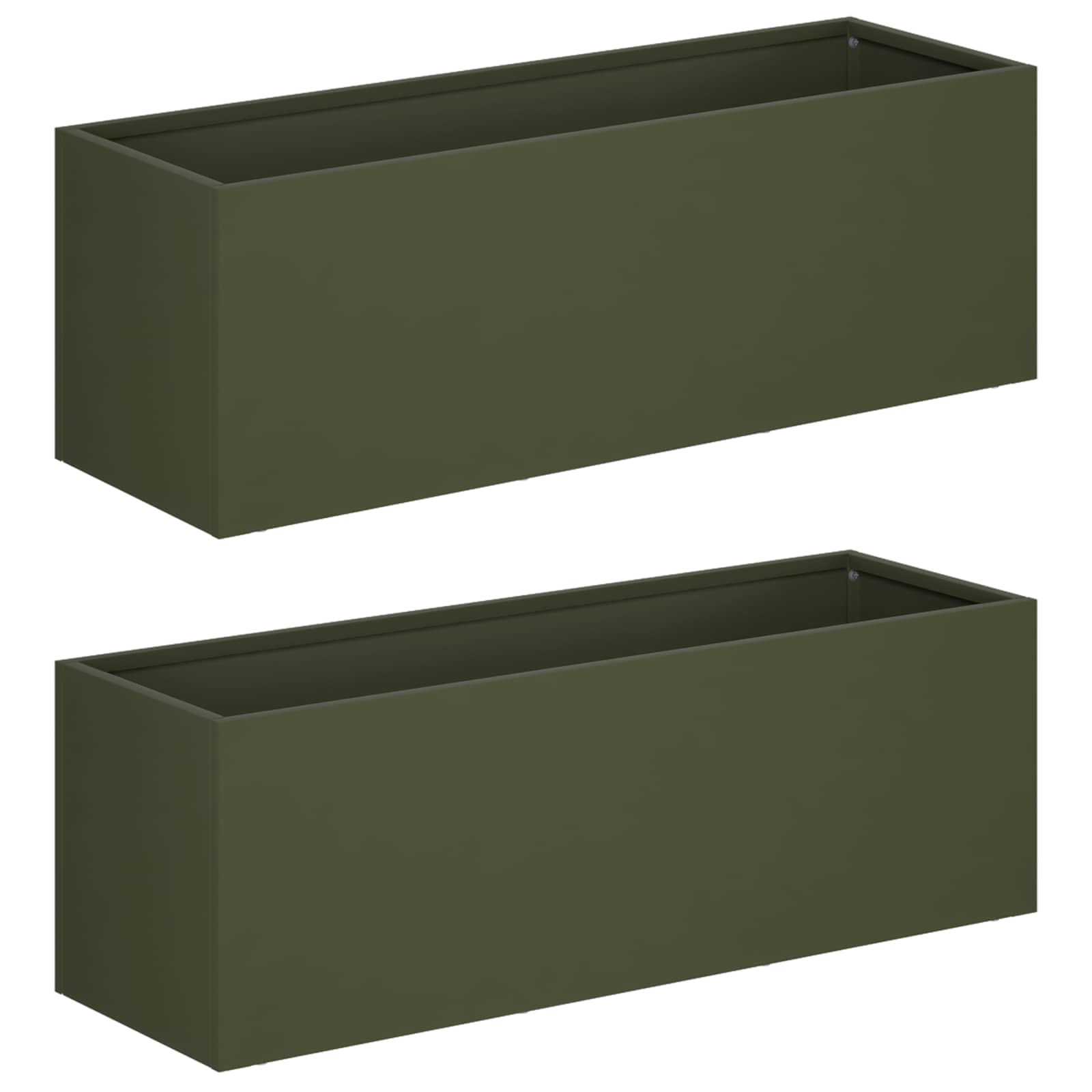 vidaXL Garden Planter 2 pcs Olive Green 40 x 20 x 20 cm 2