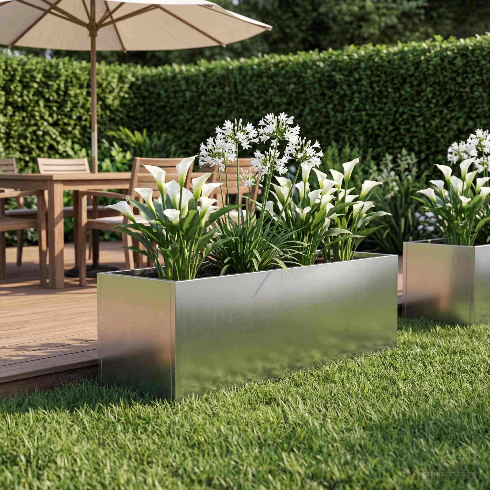 vidaXL Garden Planter Silver 40 x 20 x 20 cm Stainless Steel 1