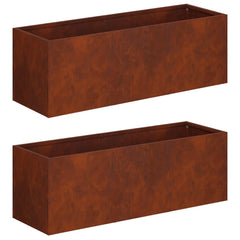 vidaXL Garden Planter 2 pcs Rusty 40 x 20 x 20 cm Weathering Steel 2