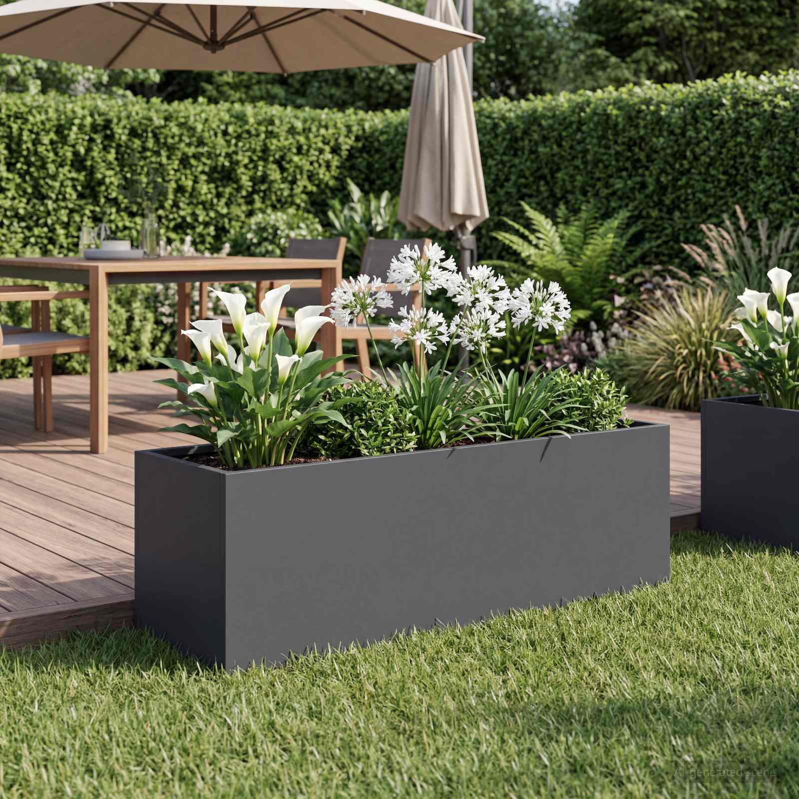 vidaXL Garden Planter Anthracite 60 x 20 x 20 cm Cold-rolled Steel 1