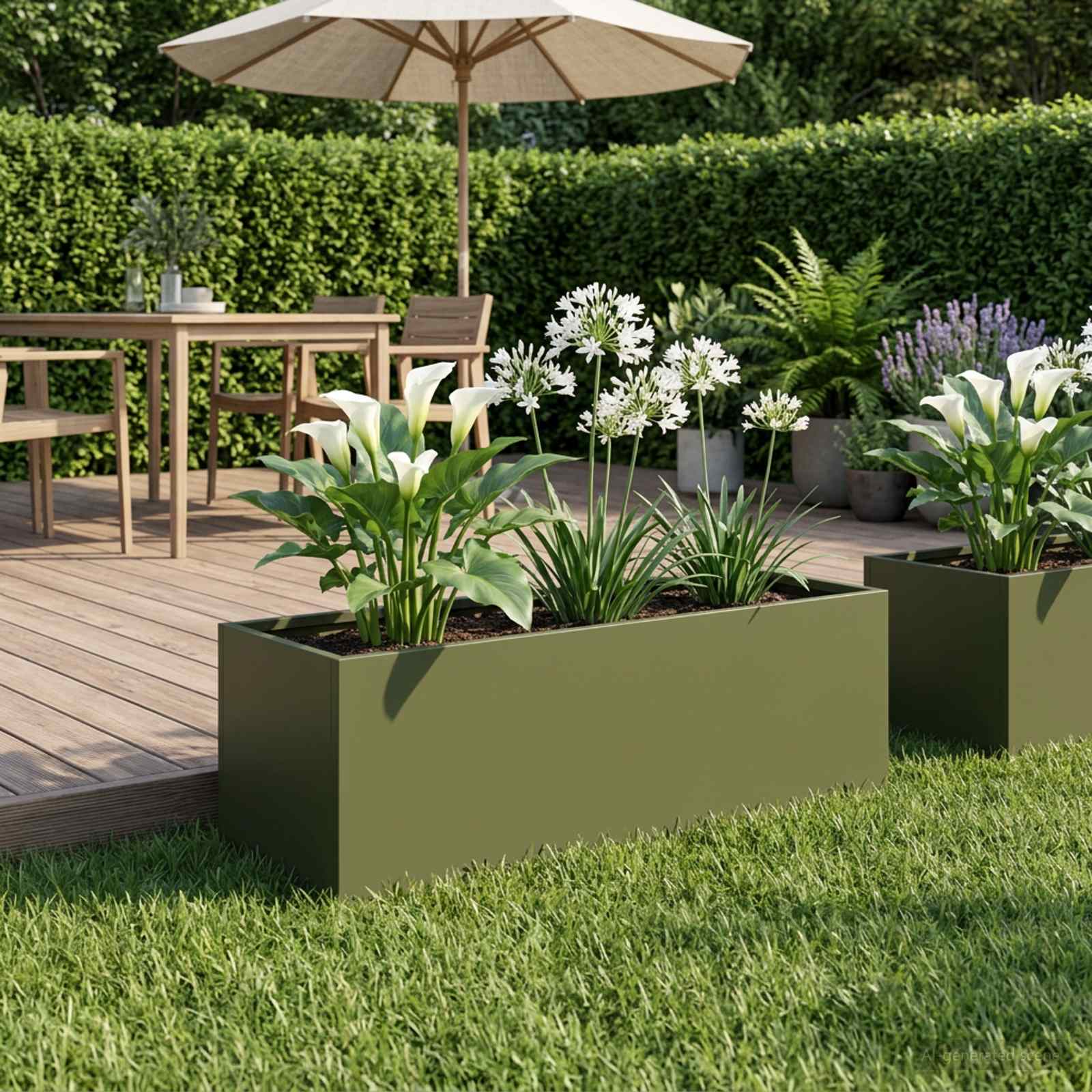 vidaXL Garden Planter Olive Green 60 x 20 x 20 cm Cold-rolled Steel 1