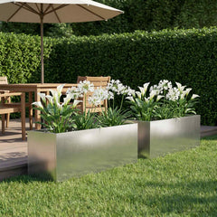 Garden Planter Silver 2 pcs Stainless Steel Depth 20 cm 60 cm 20 cm