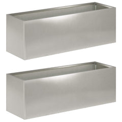 vidaXL Garden Planter 2 pcs Silver 60 x 20 x 20 cm Stainless Steel 2