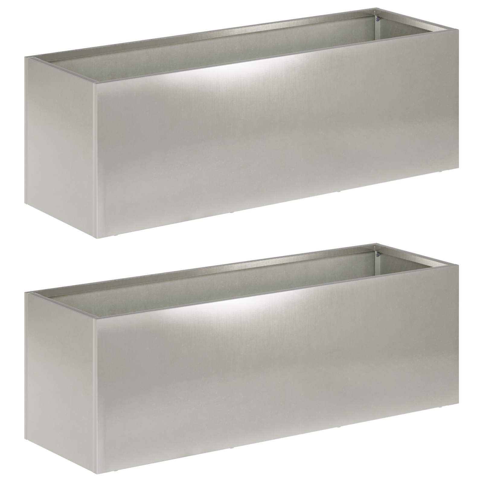vidaXL Garden Planter 2 pcs Silver 60 x 20 x 20 cm Stainless Steel 2