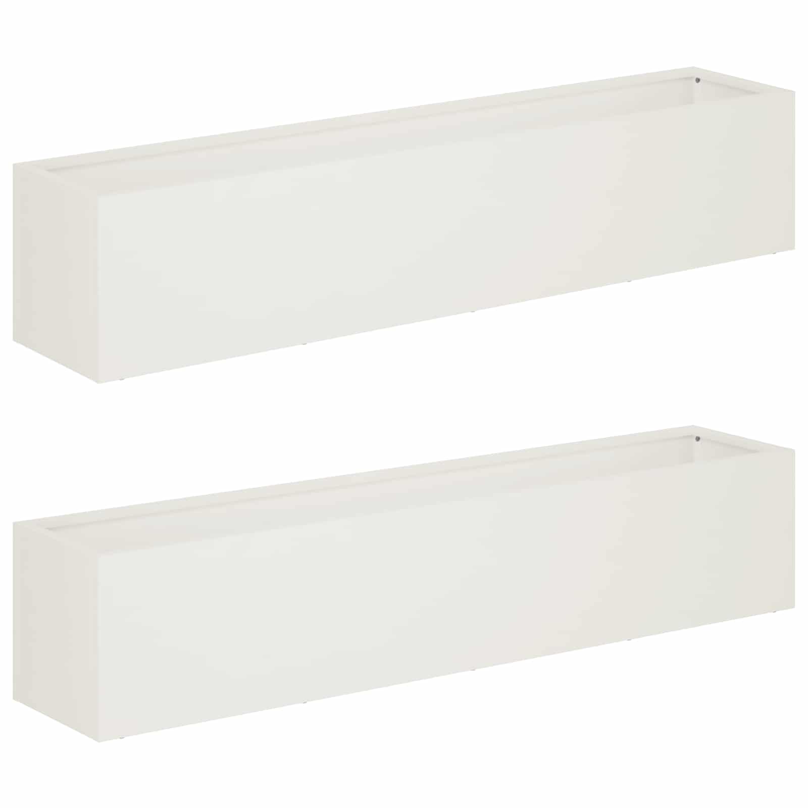vidaXL Garden Planter 2 pcs White 100 x 20 x 20 cm Cold-rolled Steel 2