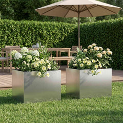 Garden Planter Silver 2 pcs Stainless Steel Depth 30 cm 40 cm 30 cm