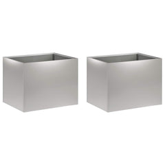 vidaXL Garden Planter 2 pcs Silver 40 x 30 x 30 cm Galvanised Steel 2
