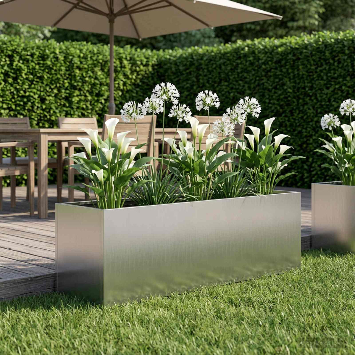 vidaXL Garden Planter Silver Galvanised Steel Height 30 cm