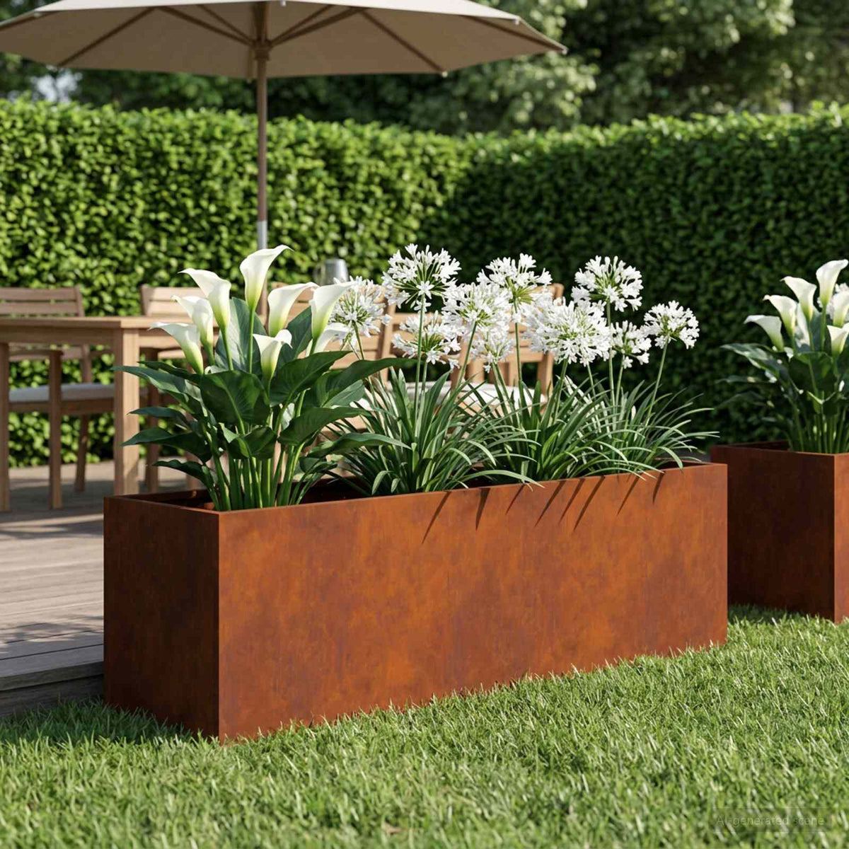 Garden Planter Rusty 1 Weathering steel Height 30 cm 100 cm 30 cm