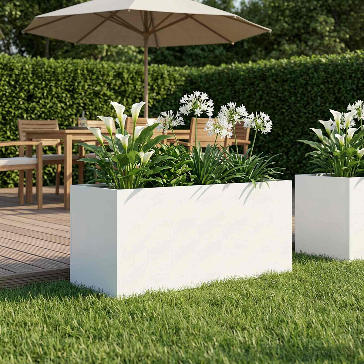 vidaXL Garden Planter Cold-rolled Steel White Height 40 cm