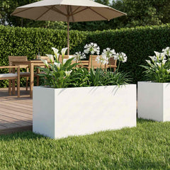vidaXL Garden Planter Cold-rolled Steel White Height 40 cm