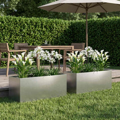Garden Planter Silver 2 pcs Stainless Steel Depth 40 cm 80 cm 40 cm