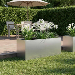 vidaXL Garden Planter Silver Galvanised Steel Height 40 cm