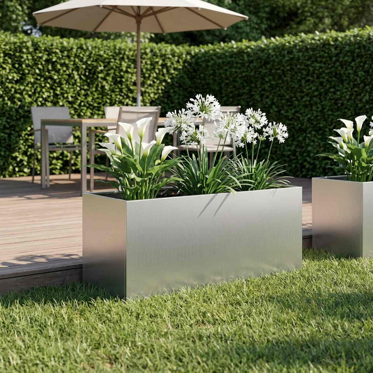 vidaXL Garden Planter Silver Galvanised Steel Height 40 cm