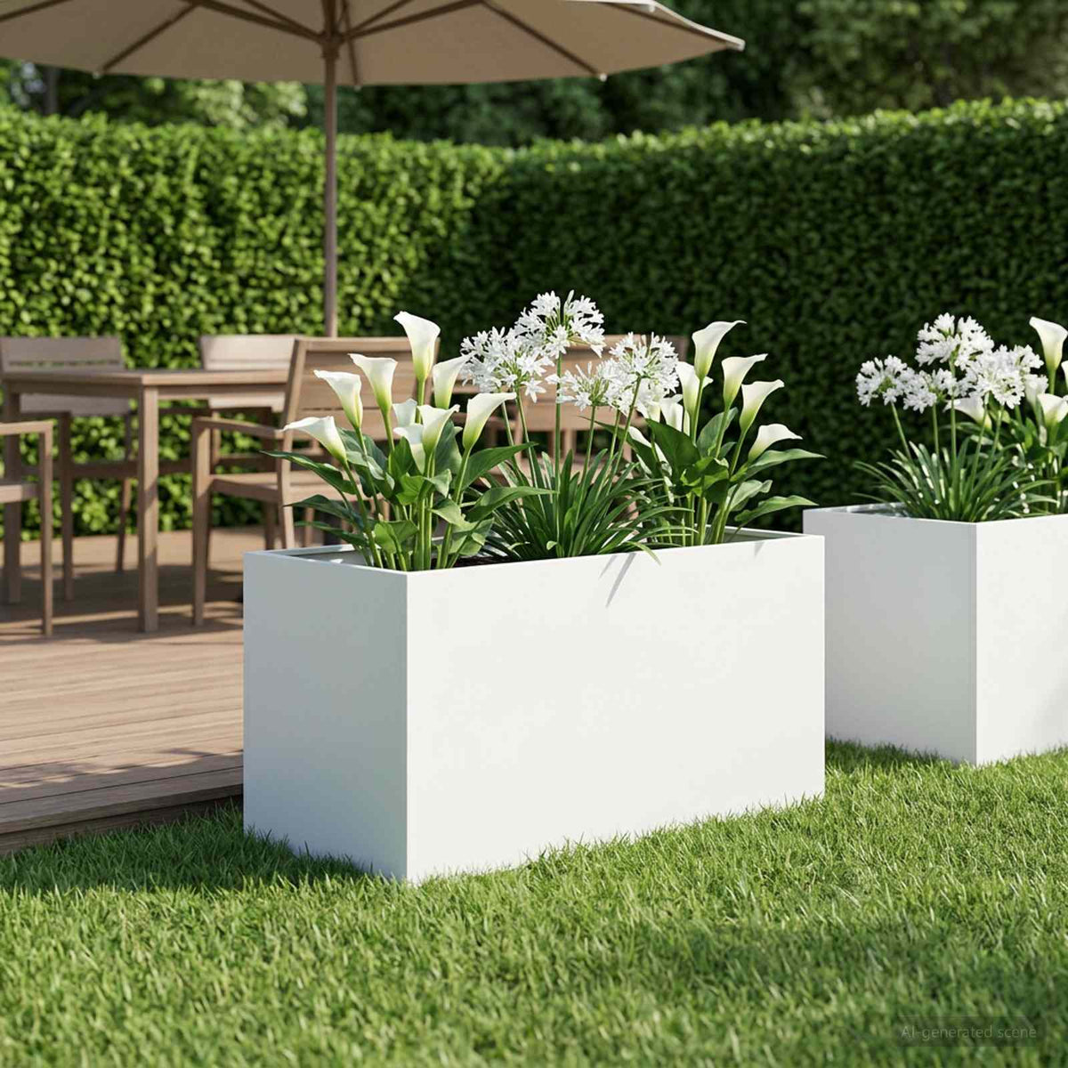 Garden Planter Cold-rolled Steel 1 White Height 50 cm 80 cm 50 cm