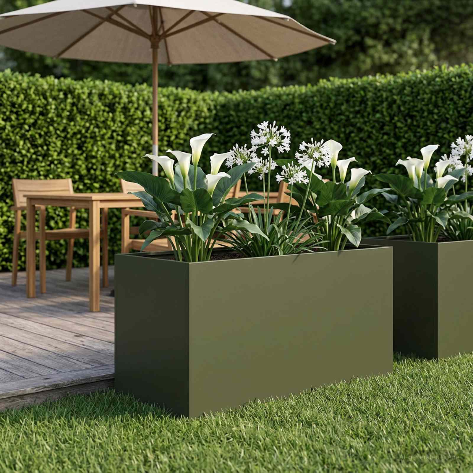 vidaXL Garden Planter Olive Green 80 x 50 x 50 cm Cold-rolled Steel 1