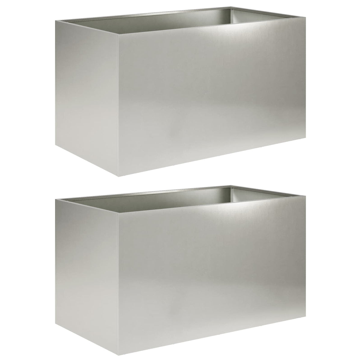Garden Planter Silver 2 pcs Stainless Steel Depth 50 cm 80 cm 50 cm