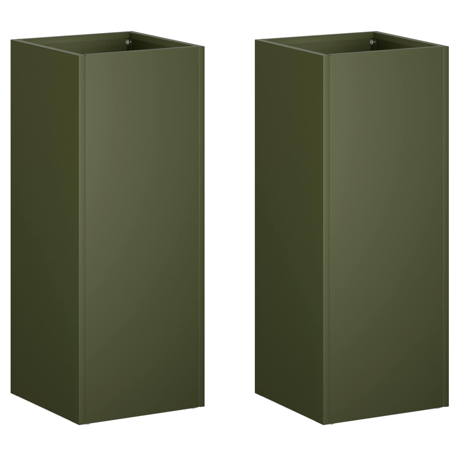 vidaXL Garden Planter 2 pcs Olive Green 20 x 20 x 40 cm 2