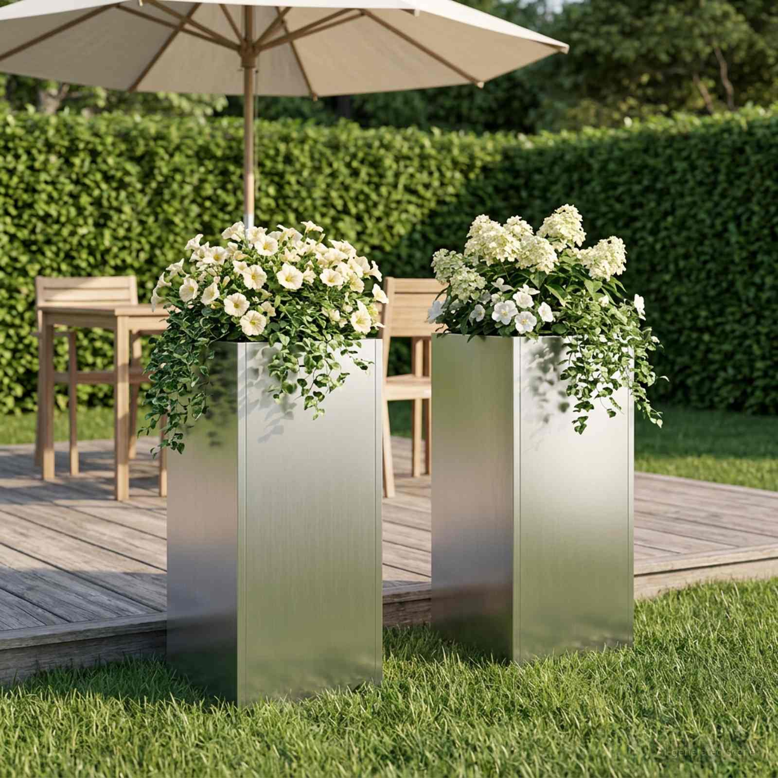 vidaXL Garden Planter 2 pcs Silver 20 x 20 x 40 cm Galvanised Steel 1