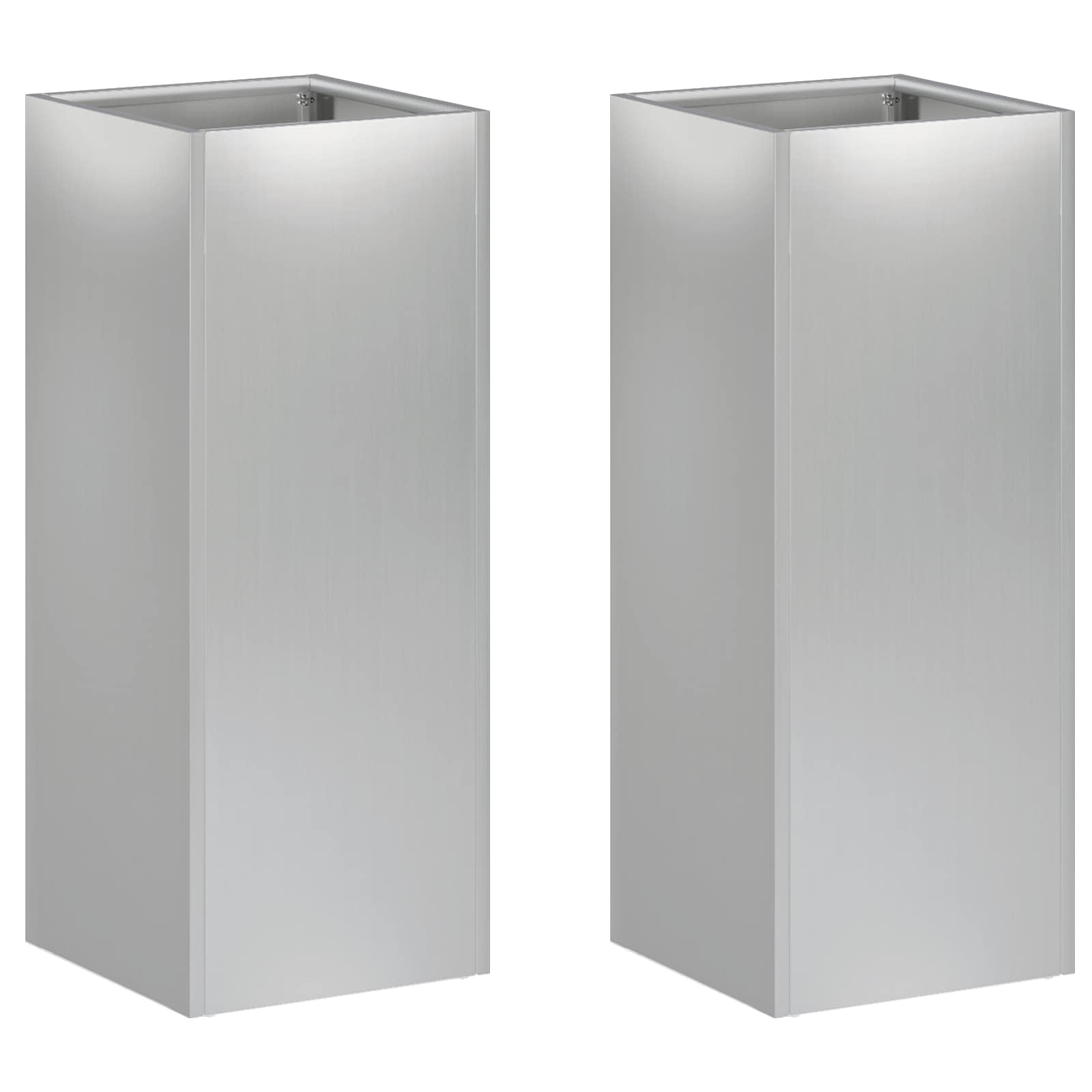 vidaXL Garden Planter 2 pcs Silver 20 x 20 x 40 cm Galvanised Steel 2