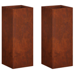 vidaXL Garden Planter 2 pcs Rusty 20 x 20 x 40 cm Weathering Steel 2