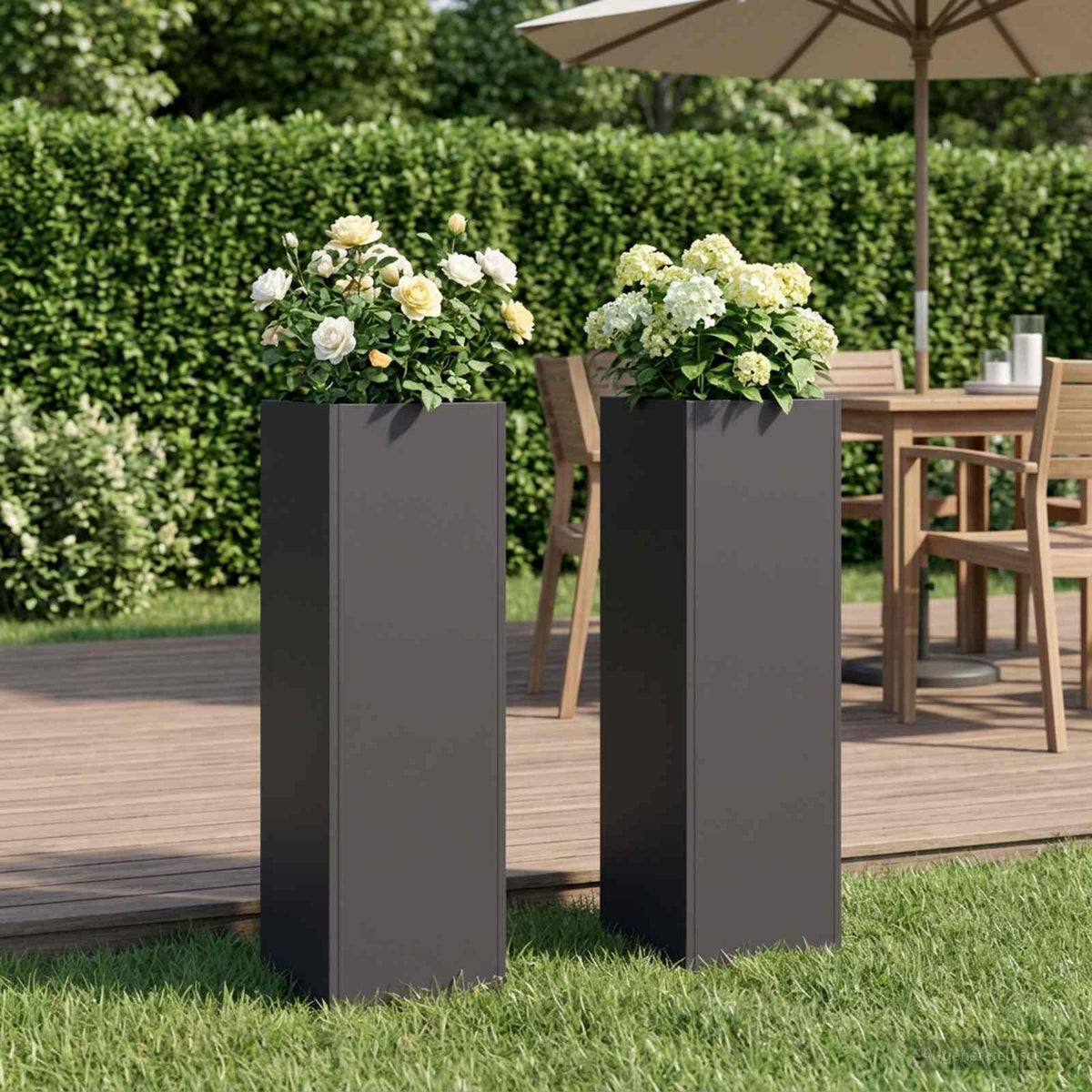 vidaXL Garden Planter Cold-rolled Steel 2 pcs Black Depth 20 cm