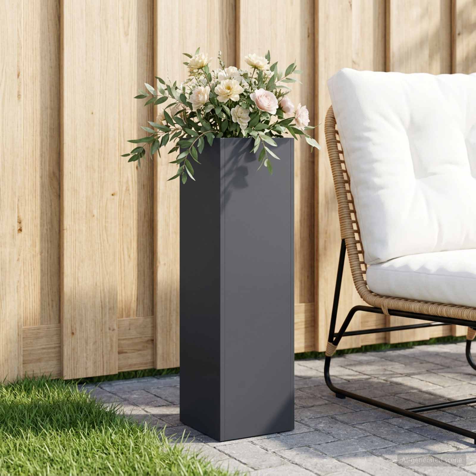 vidaXL Garden Planter Anthracite 20 x 20 x 75 cm Cold-rolled Steel 1