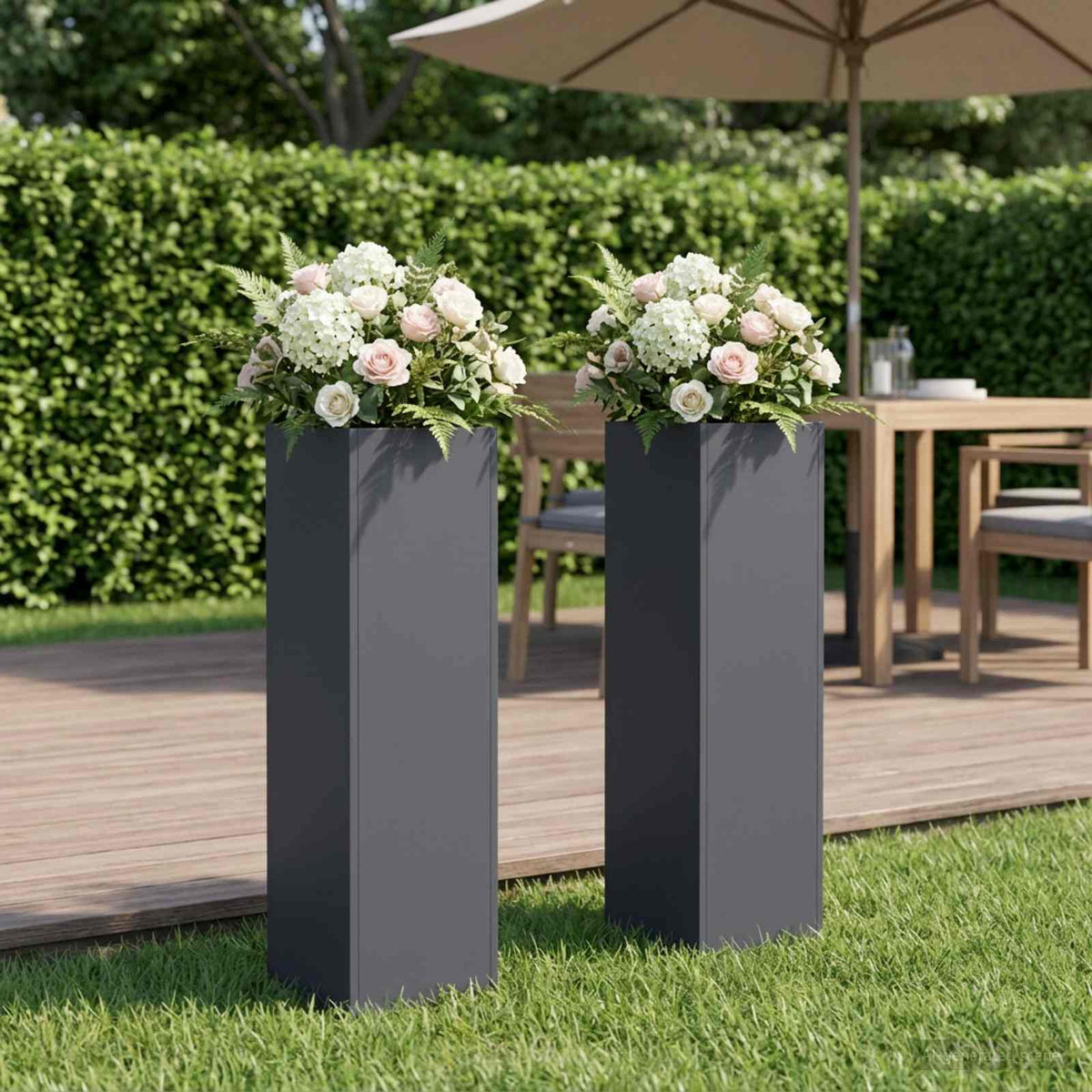 vidaXL Garden Planter 2 pcs Anthracite Depth 20 cm