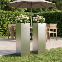 Garden Planter Silver 2 pcs Stainless Steel Depth 20 cm 20 cm 75 cm