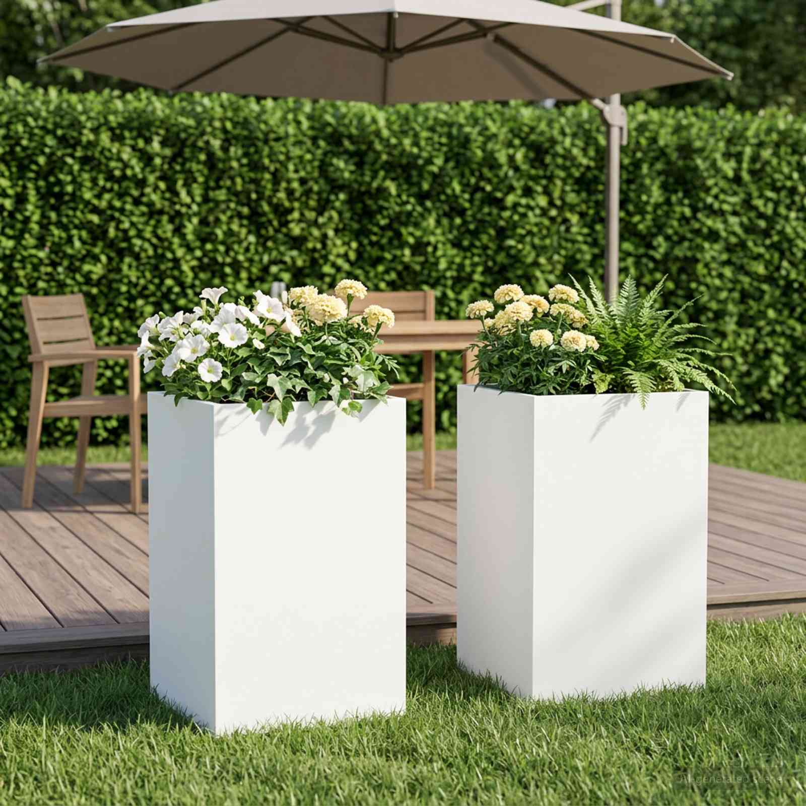 vidaXL Garden Planter 2 pcs White 40 x 40 x 50 cm Cold-rolled Steel 1